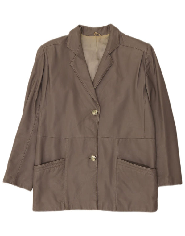 Jaqueta blazer feminina vintage de couro com 2 botões IT 42 cinza médio