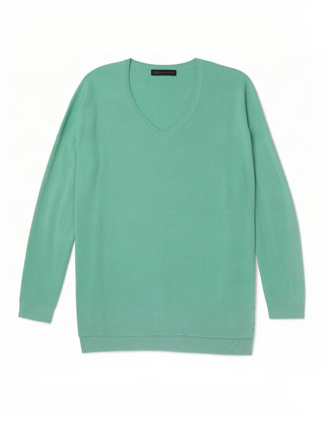 Maglione oversize con scollo a V da donna Marks & Spencer UK 10 piccolo verde
