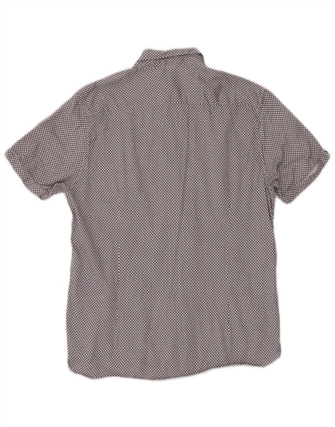 Ted Baker Mens Short Sleeve Shirt Size 4 Large Navy Blue Geometric Cotton