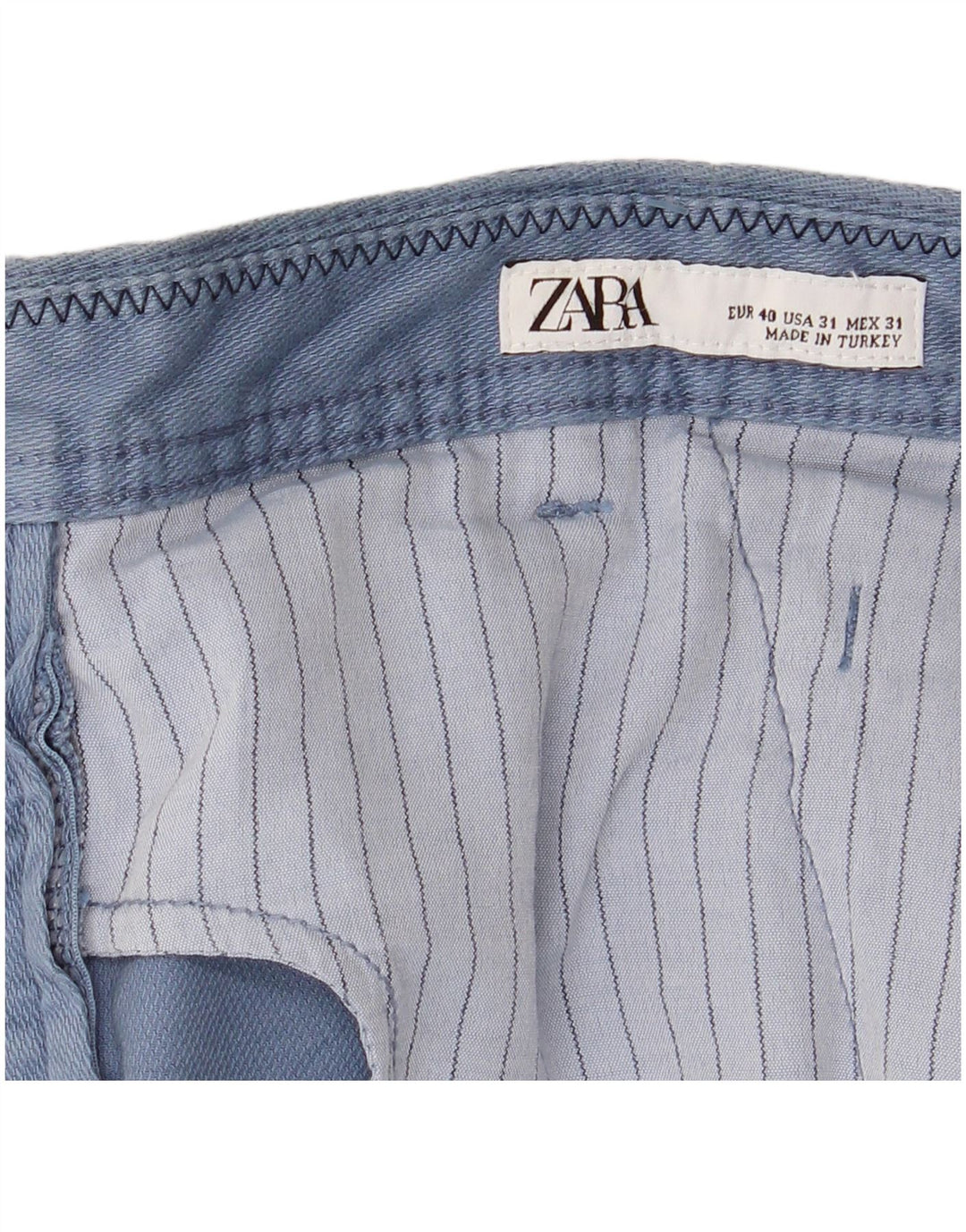 Zara Mens Straight Chino Trousers EU 40 Medium W31 L30 Blue