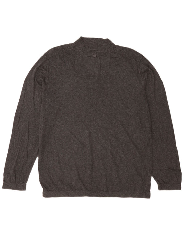 Fat Face Mens Button Neck Jumper Sweater XL Grey Cotton