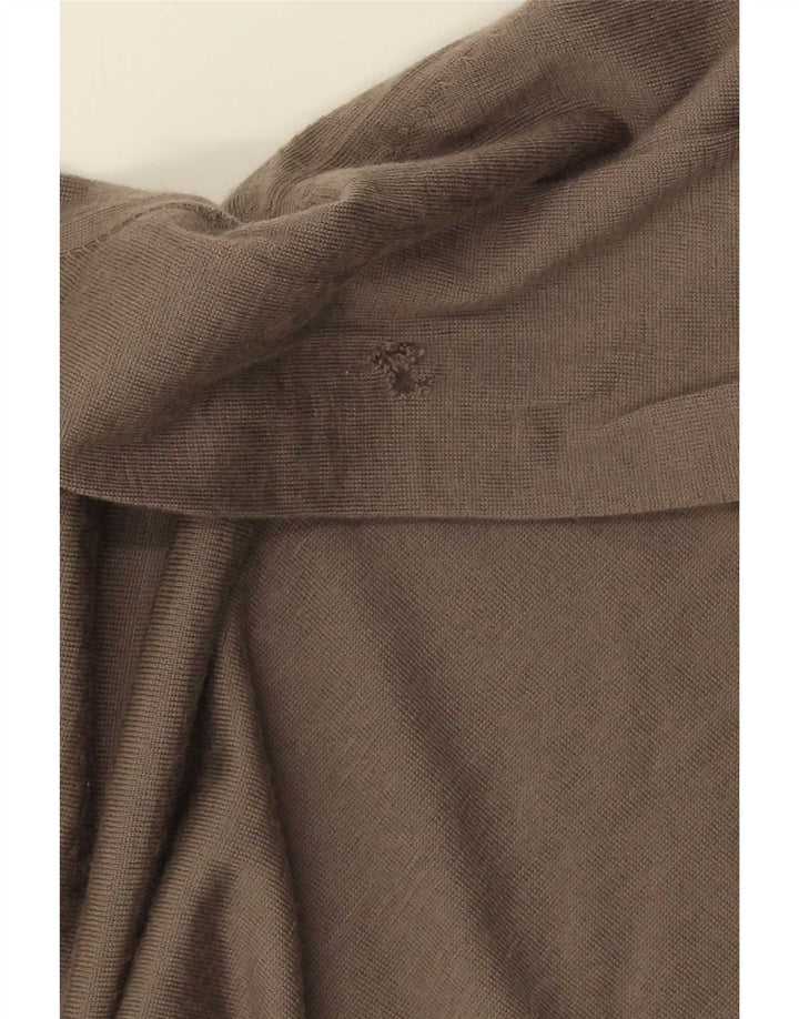 Massimo Dutti Mens Zip Neck Jumper Sweater 2XL Brown Wool