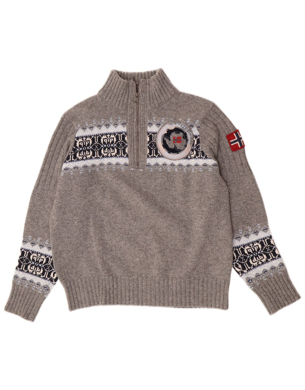 Napapijri Herren Geographic Zip Neck Pullover Pullover Mittelgrau Fair Isle