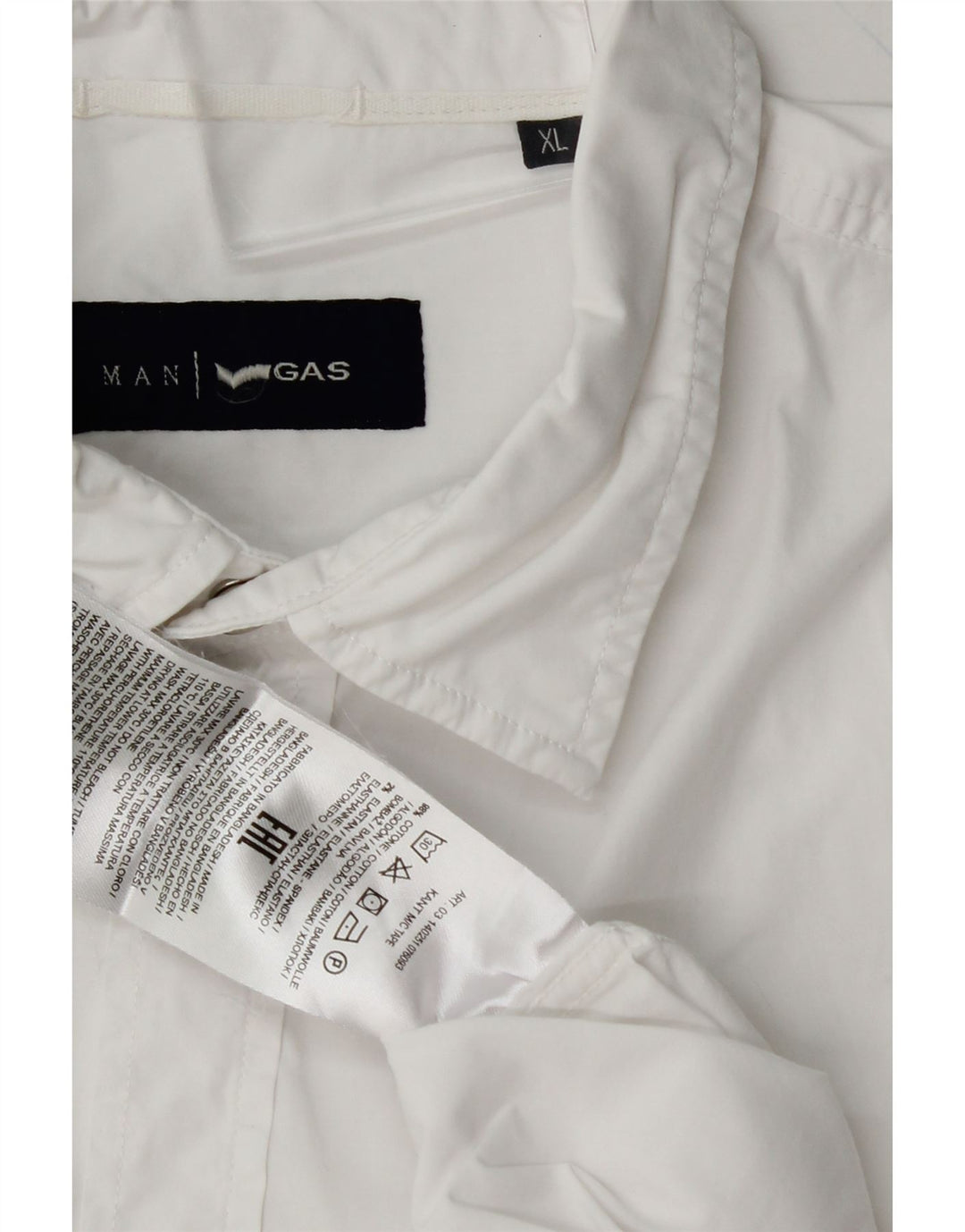 GAS Mens Short Sleeve Shirt XL White Cotton Vintage Gas and Second-Hand Gas from Messina Hembry 