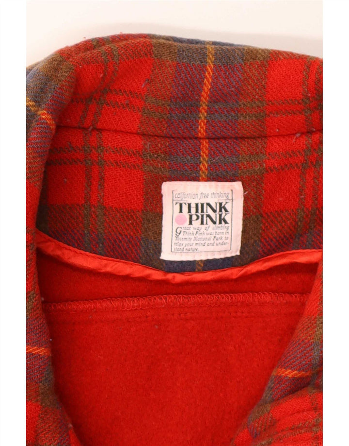 Casaco corta-vento masculino Think Pink IT 48 lã xadrez vermelha média
