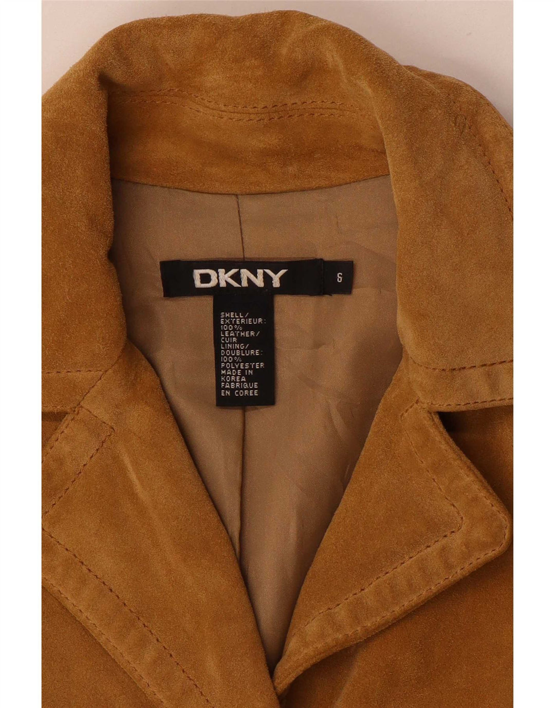 Jachetă Dkny pentru femei de piele intoarsa cu 3 nasturi US 6 Medium Beige