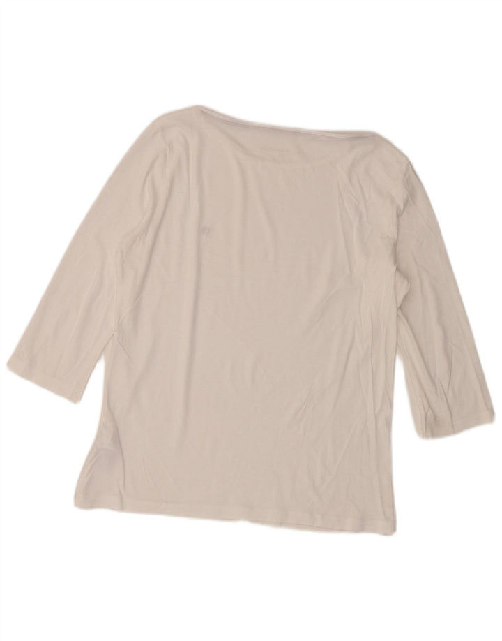 Tommy Hilfiger Womens Top 3/4 Sleeve UK 14 Medium White Cotton