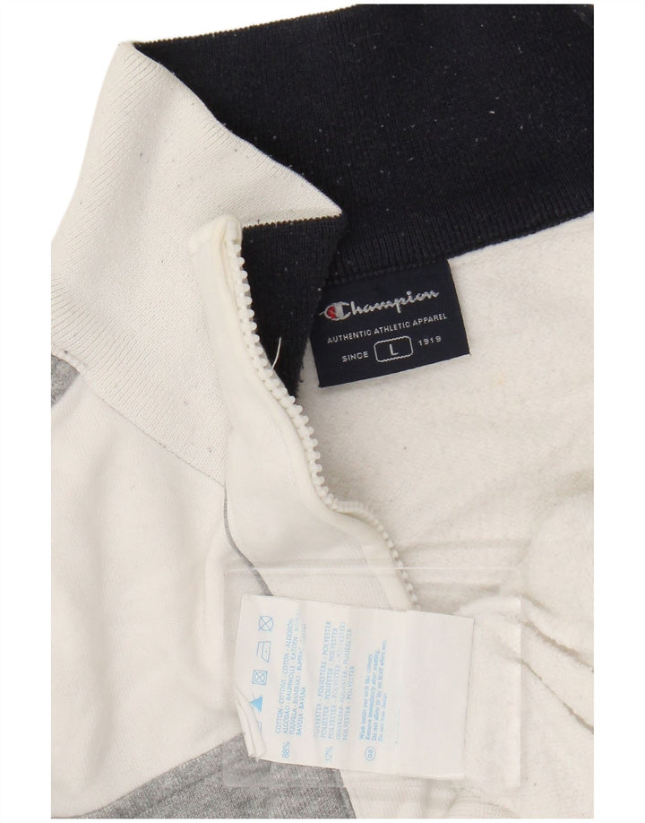 CHAMPION Herren-Trainingsanzug-Oberteil, Jacke, groß, weiße Farbblock-Baumwolle