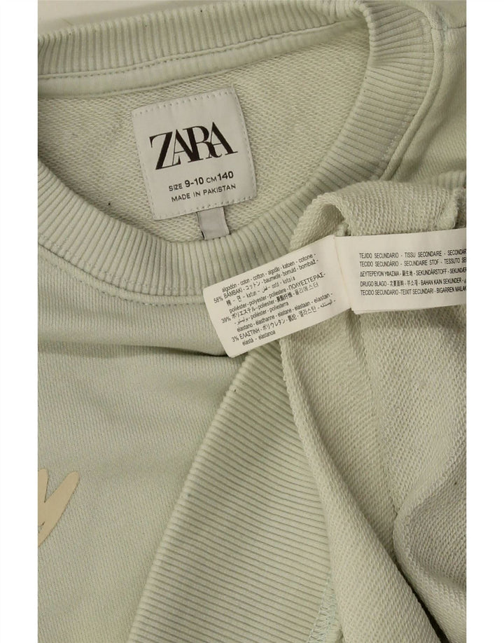 Zara Boys Graphic Sweatshirt Jumper 9-10 Years Green Cotton