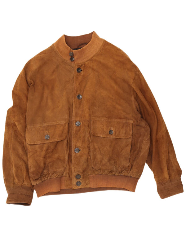 Theo Wormland Herre Ruskind Bomber Jacket UK 42 XL Beige Læder