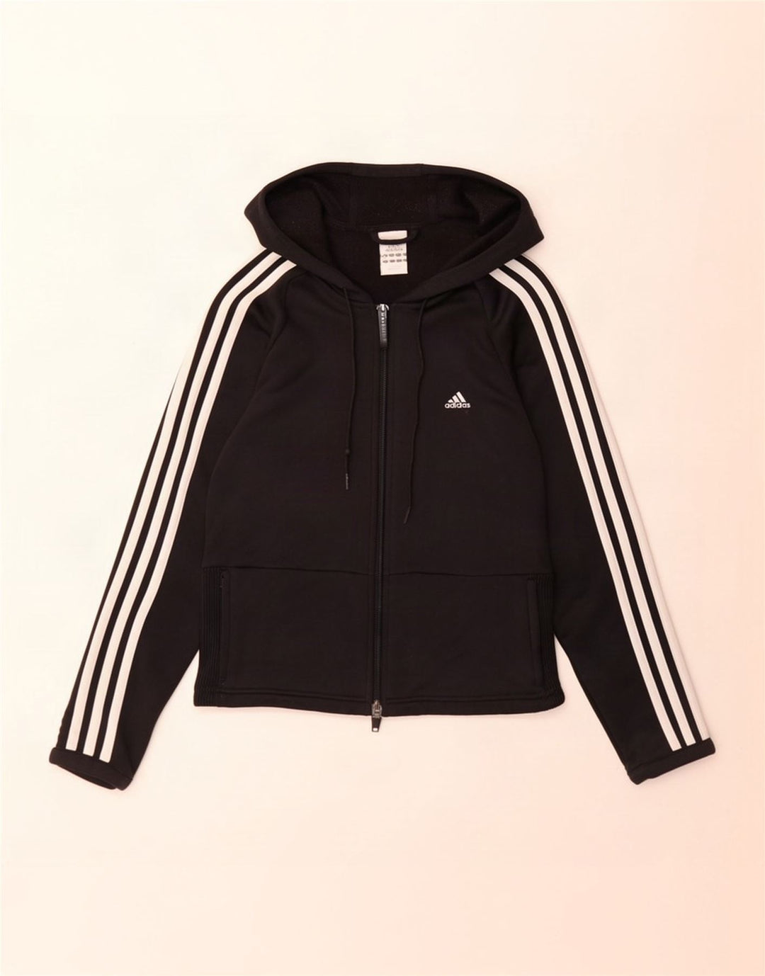 Adidas Damen Zip Hoodie Pullover UK 14 Medium Schwarz Polyester