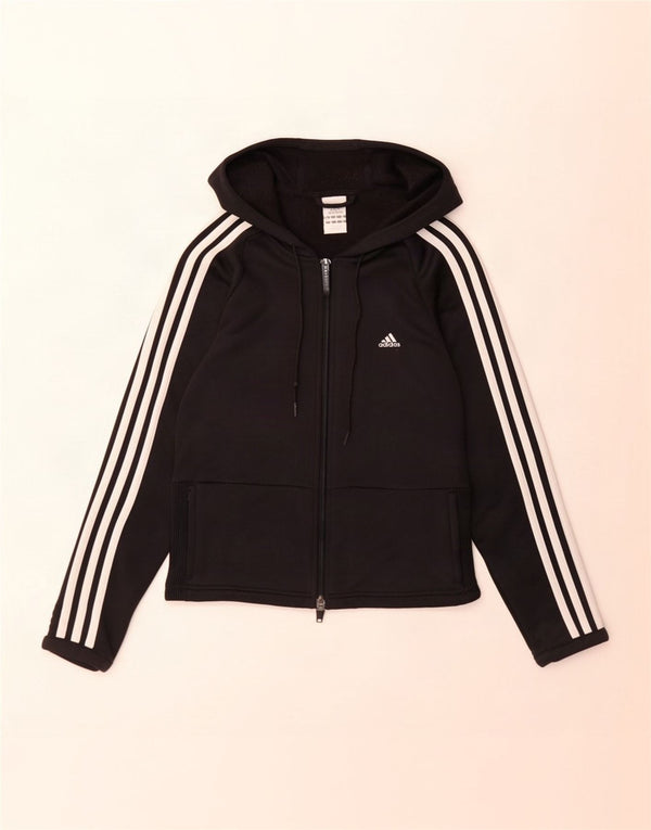 Damski sweter z kapturem i zamkiem błyskawicznym Adidas UK 14 Średni czarny poliester