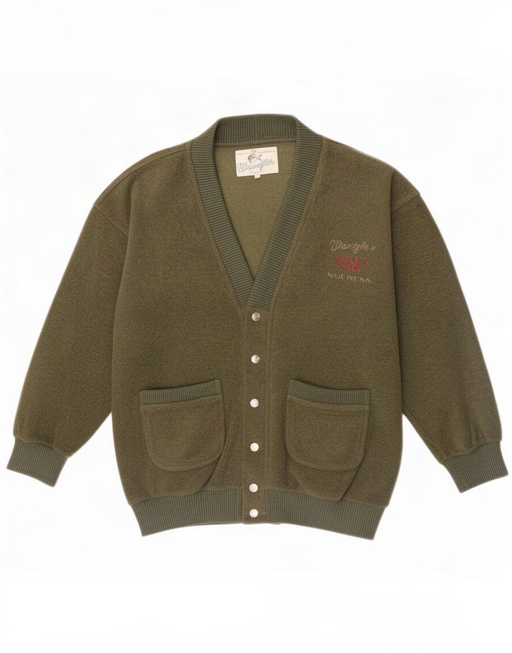 Maglione cardigan da uomo Wrangler in poliestere verde medio