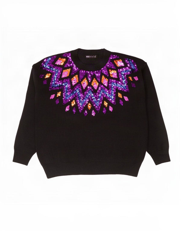 Marks & Spencer Womens Crew Neck Jumper Sweater UK 14 Medium Black