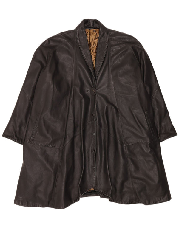 Vintage Womens Loose Fit Leather Jacket UK 16 Large Black