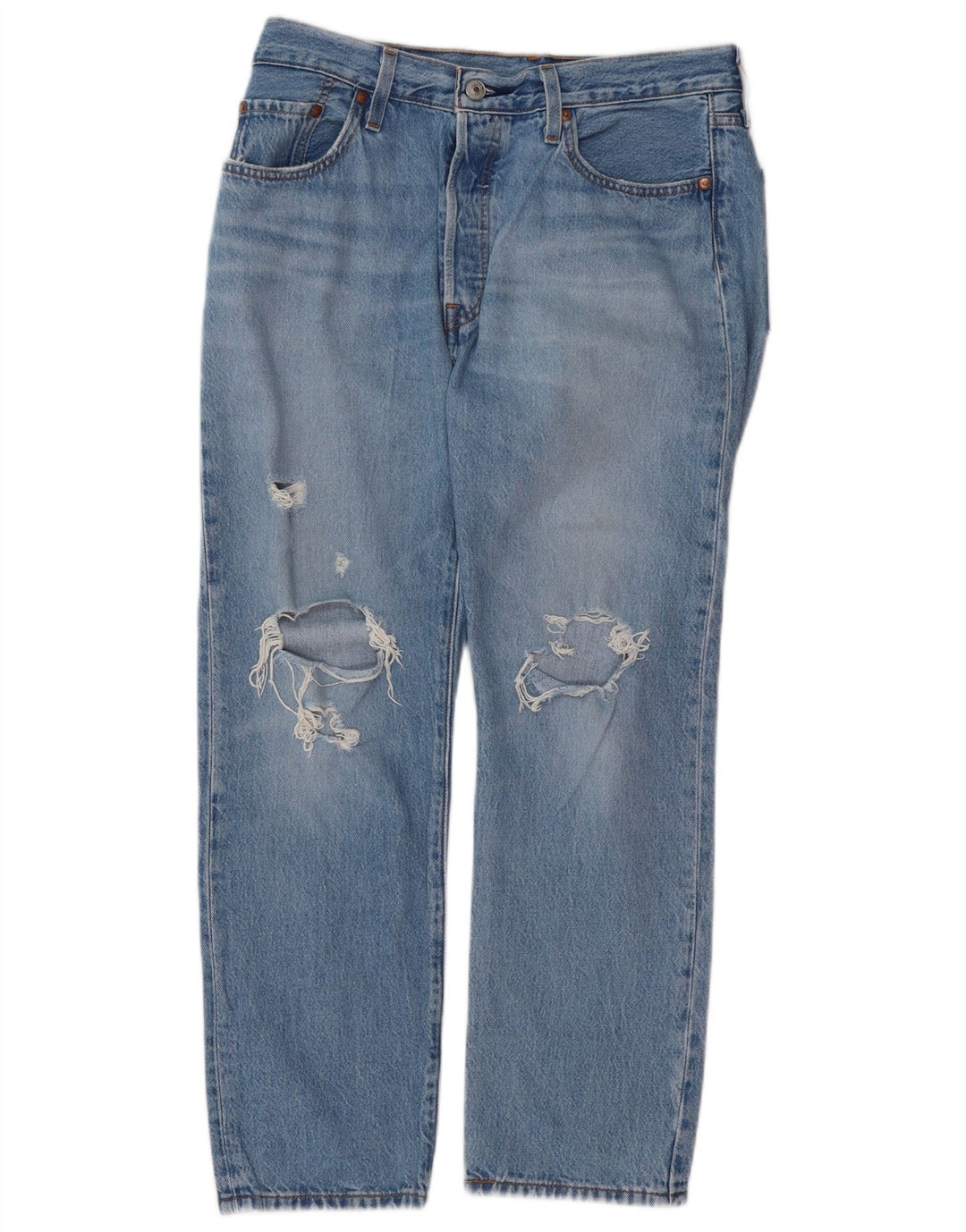 LEVI'S Jeans dritti invecchiati 501 da donna W29 L26 in cotone blu
