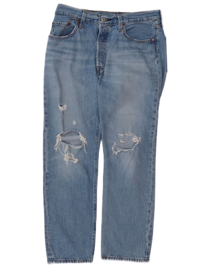LEVI'S Jeans dritti invecchiati 501 da donna W29 L26 in cotone blu