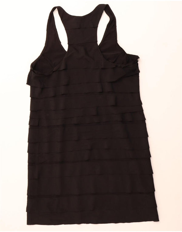 BCBGMAXAZRIA Womens Sleeveless Tiered Dress UK 14 Large Black Polyester