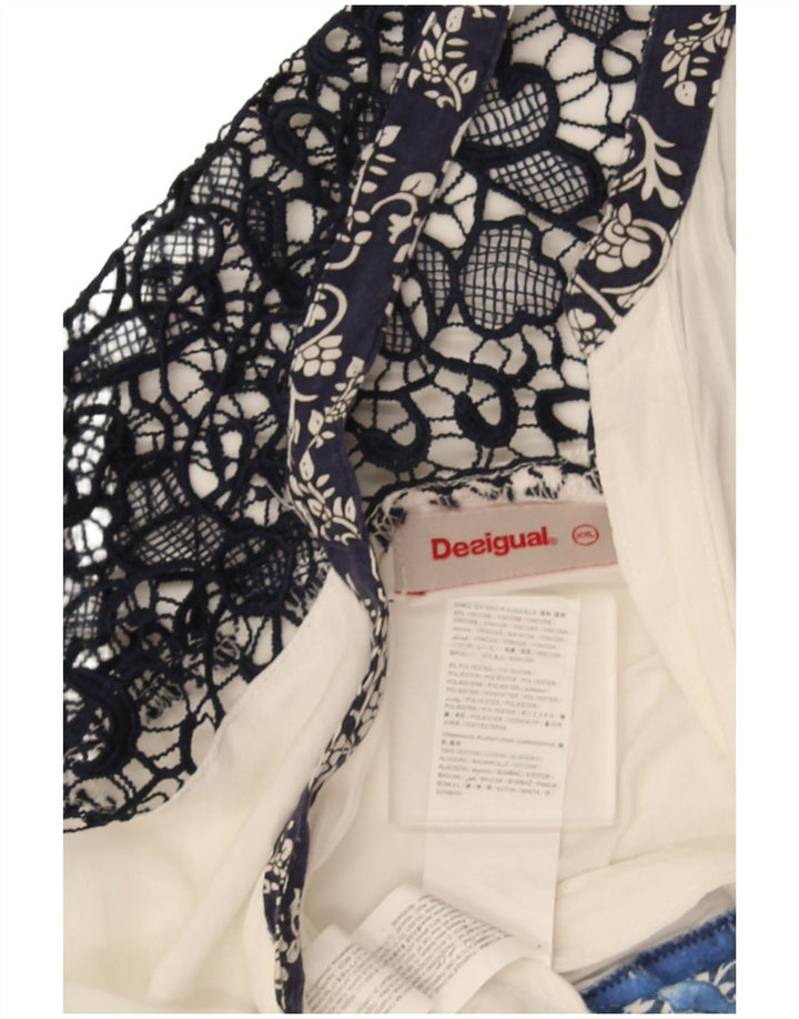 Desigual Womens Shirt Blouse UK 20 2XL White Patchwork Viscose
