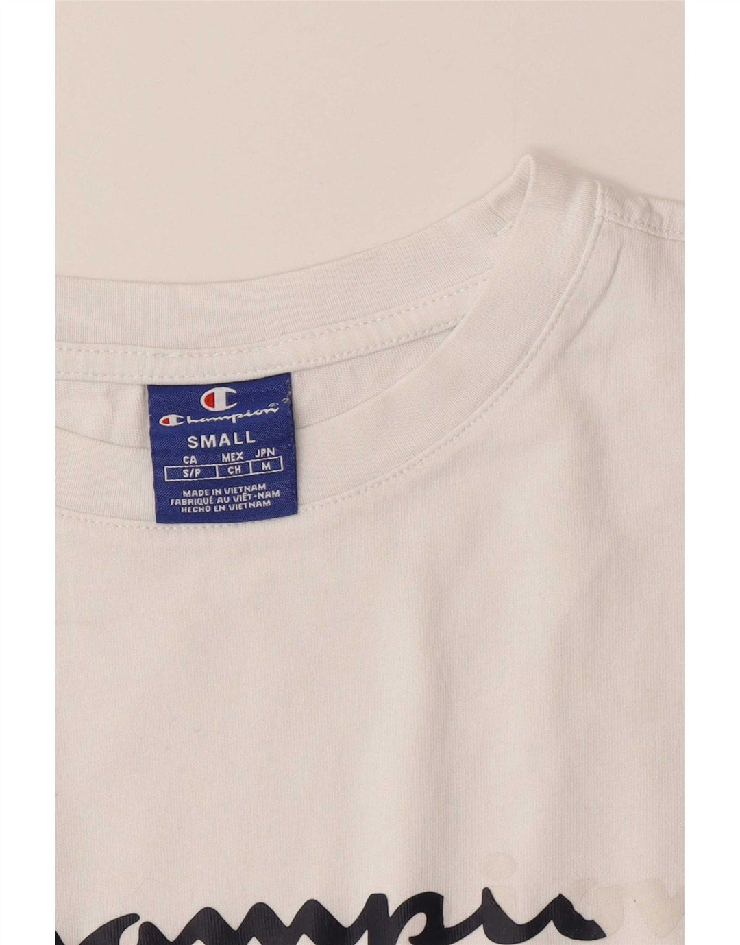 Camiseta masculina gráfica Champion pequena branca