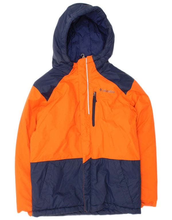 Columbia Boys hættepolstret jakke 7-8 år Lille Orange Colourblock Nylon