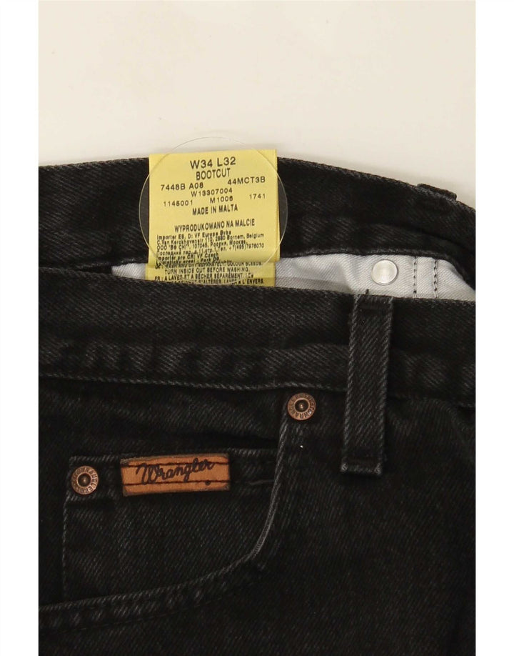 Wrangler Mens Bootcut Jeans W34 L27 Black Cotton