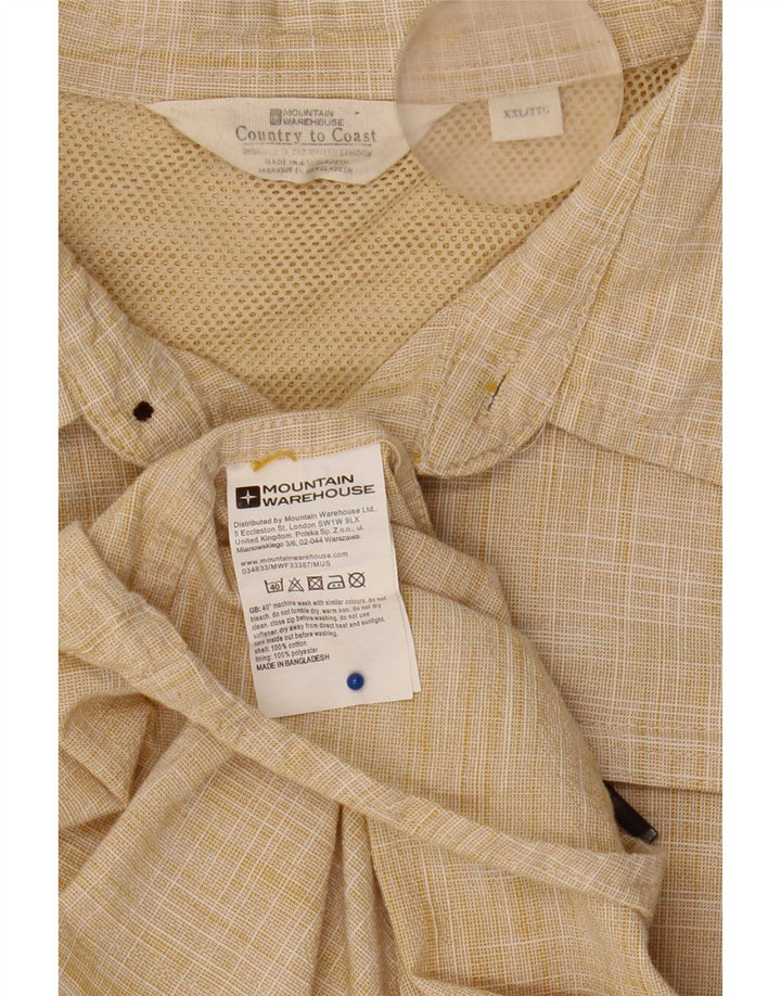 Mountain Warehouse Mens Short Sleeve Shirt 2XL Beige Cotton