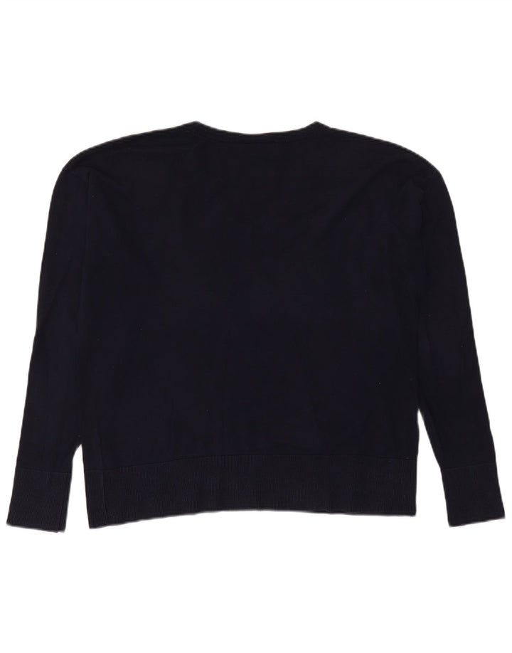 Lacoste Damski sweter z dekoltem w kształcie litery V, rozmiar 40, średni granatowy, bawełniany