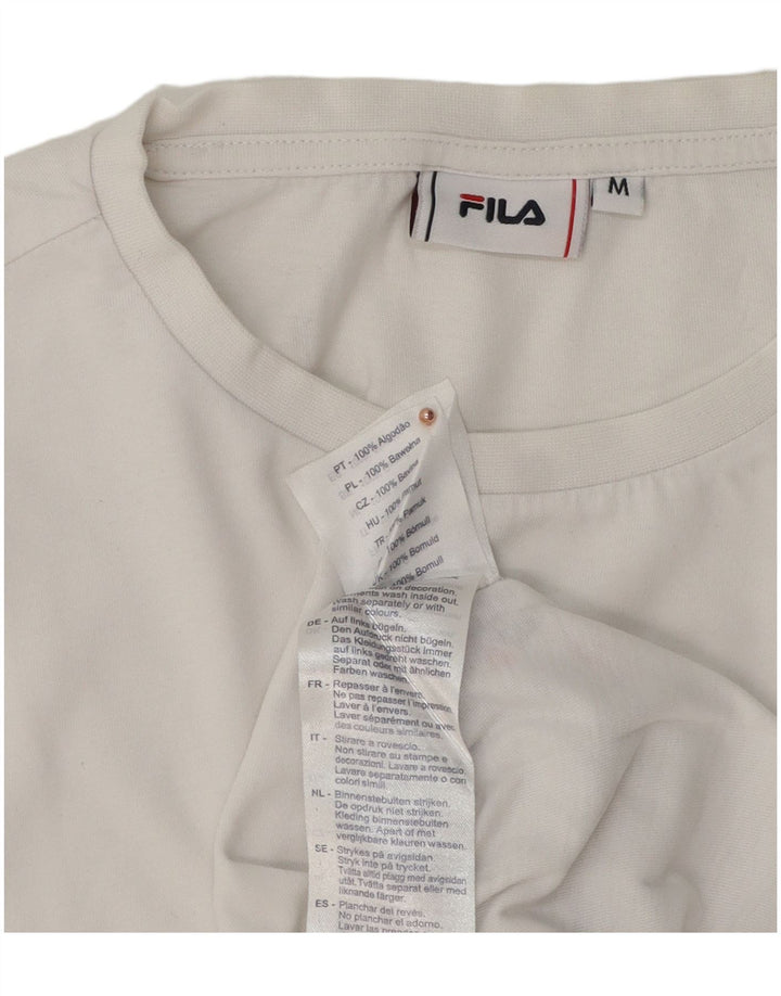 Fila Mens Graphic T-Shirt Top Medium White Cotton