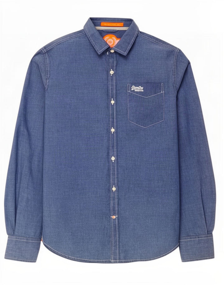 Camicia da uomo Superdry Large in cotone blu