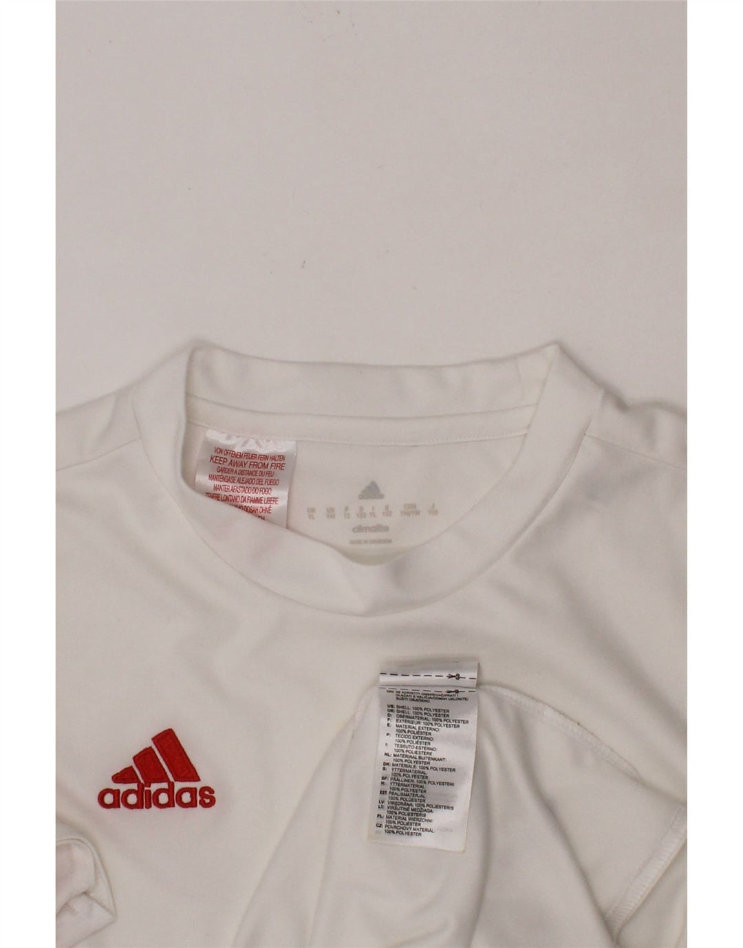ADIDAS Boys Climalite T-Shirt Top 11-12 Years Large White Polyester Vintage Adidas and Second-Hand Adidas from Messina Hembry 