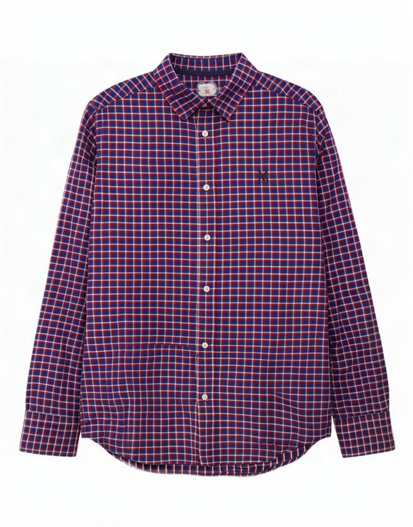 Crew Clothing Mens Classic Fit Flannel Shirt Medium Navy Blue Check Cotton