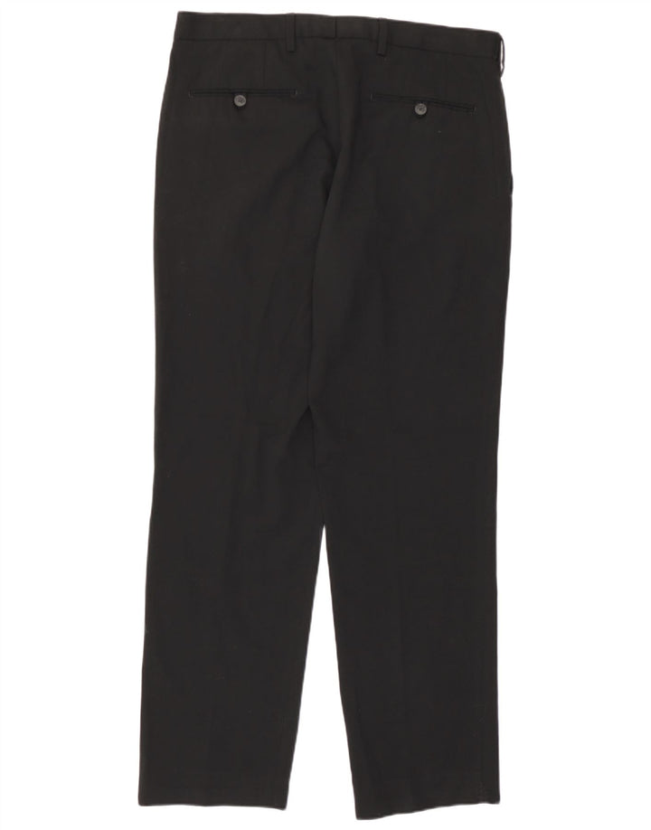 Marks & Spencer Mens Regular Fit Casual Trousers W34 L31 Black Polyester