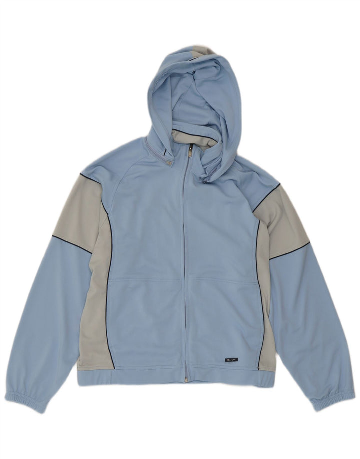 Champion Mens Hooded Tracksuit Top Jacket Medium Blue Colourblock Polyester