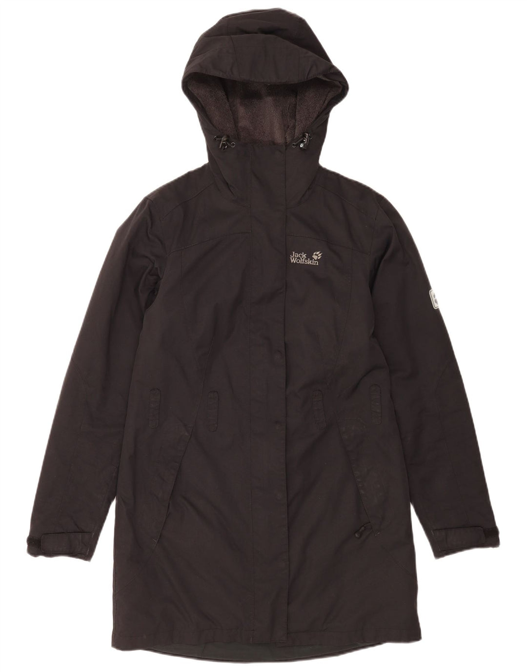 Jack Wolfskin Womens Hooded Oversized Windbreaker Coat UK 10 Small Black