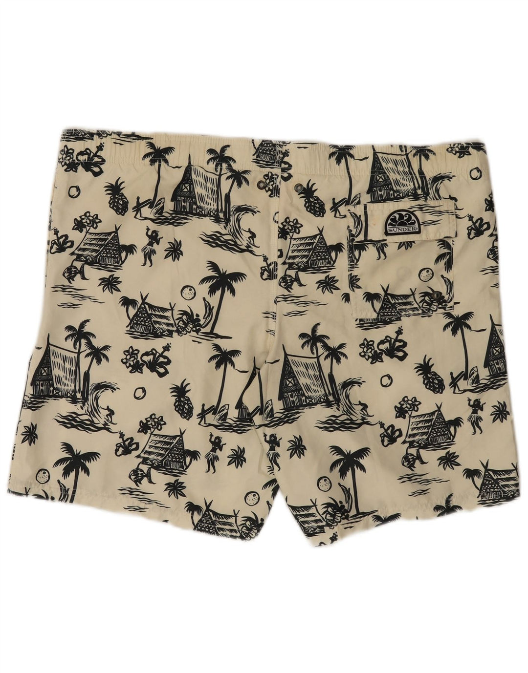 Sundek Mens Graphic Swimming Shorts 2XL Off White Polyester