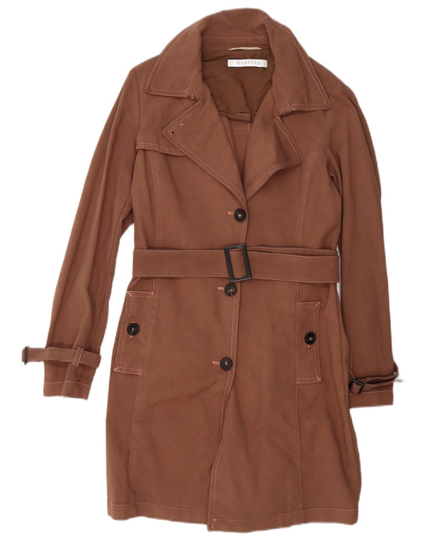 Marella Damen Trenchcoat UK 10 Small Braune Baumwolle