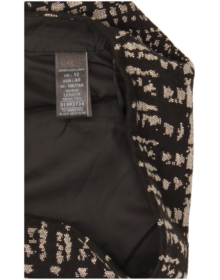 Marks & Spencer Dame Mininederdel UK 12 Medium W31 Sort Geometrisk Bomuld
