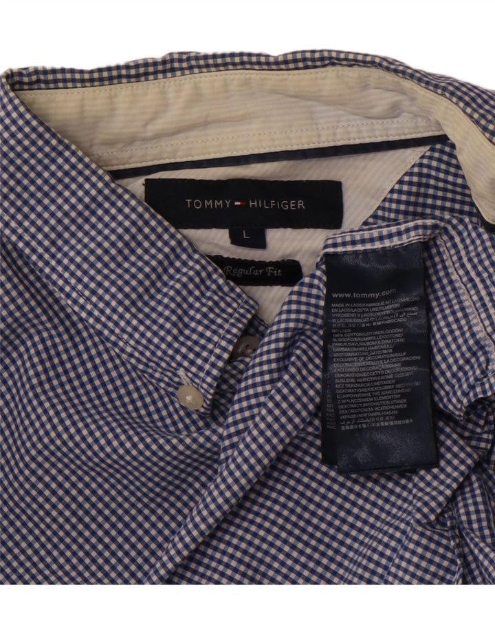 TOMMY HILFIGER Herre Regular Fit Skjorte Large Blue Gingham Cotton