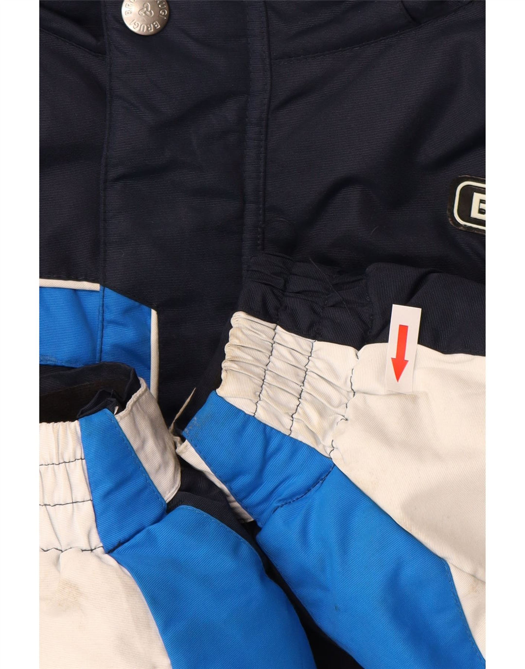 Brugi Mens Hooded Ski Jacket Large Blue Colourblock Polyamide
