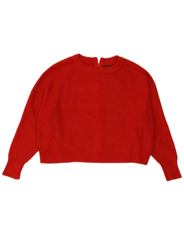 Zara Womens Crop Oversized Cardigan Sweater UK 10 Small Red Viscose