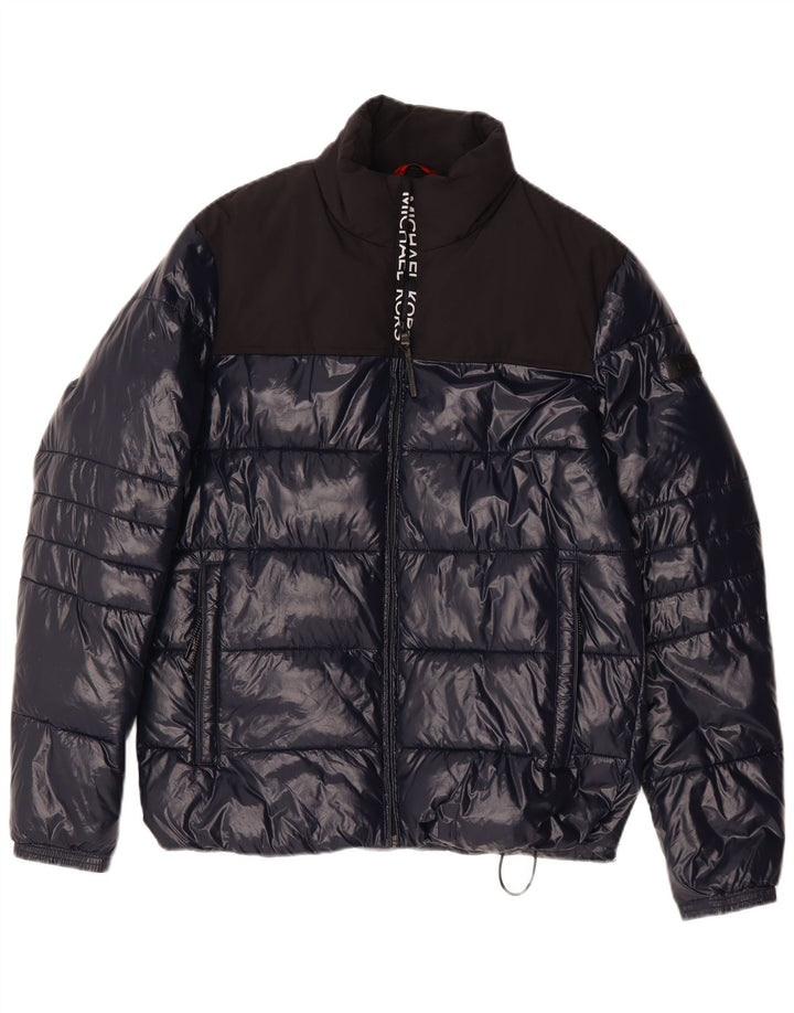 Michael Kors Mens Loose Fit Padded Jacket UK 36 Small Navy Blue Polyester