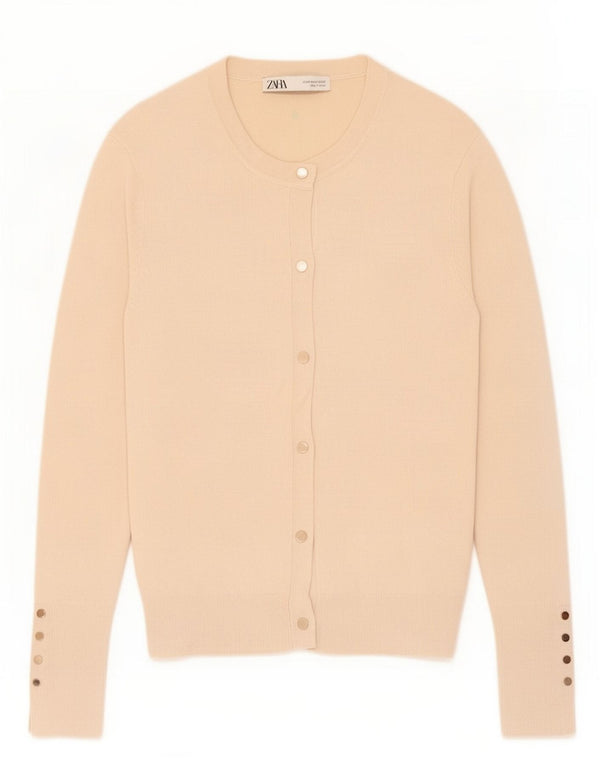 Maglione cardigan da donna Zara UK 12 Viscosa beige medio