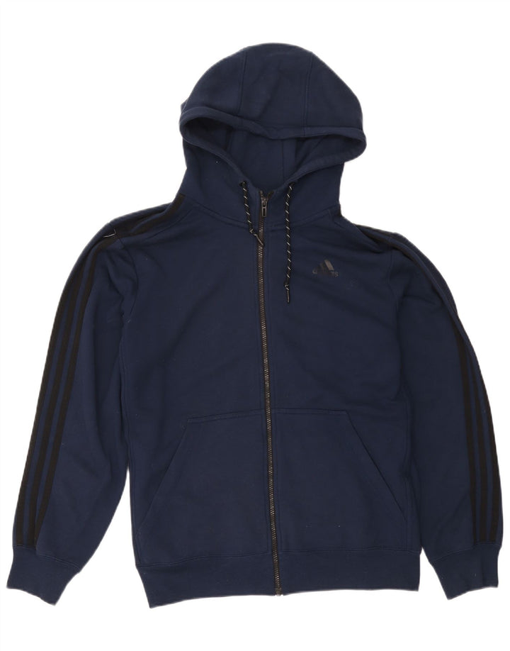 Adidas Mens Climalite Zip Hoodie Sweater Large Navy Blue Polyester