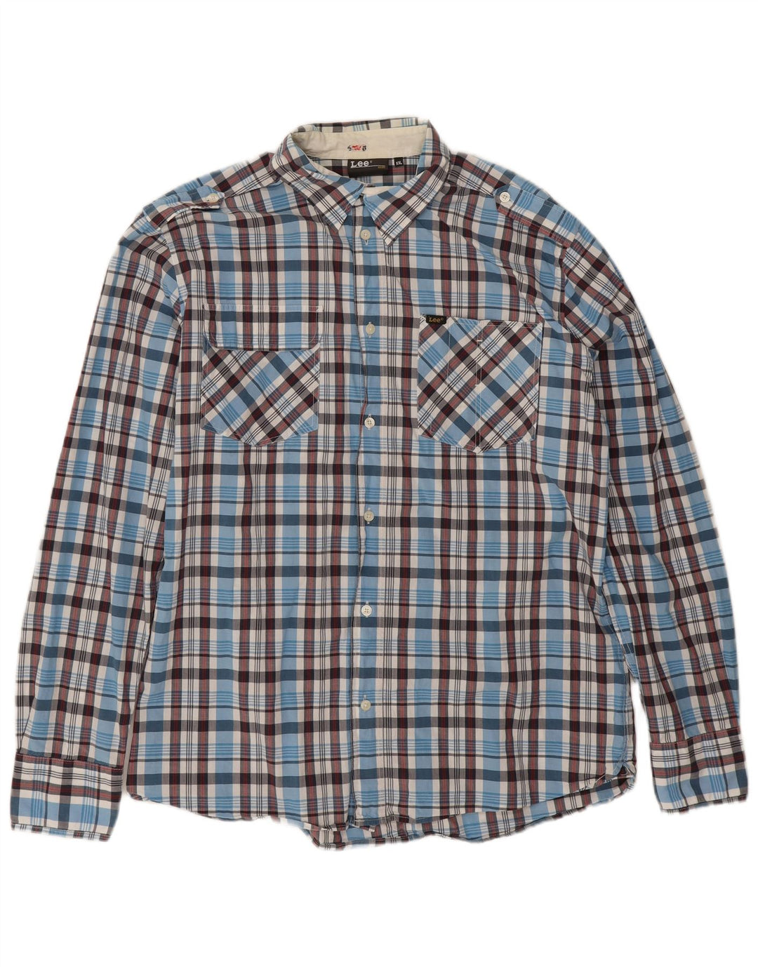 Lee Mens Shirt 2XL Blue Check Cotton