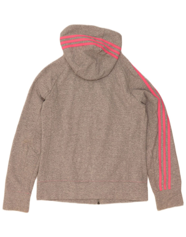 Adidas Pull à capuche zippé pour femme UK 12/14 Coton moucheté gris moyen