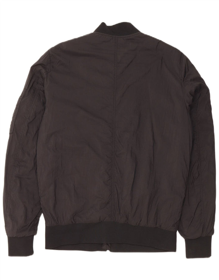 ZARA Mens Bomber Jacket UK 38 Medium Black Polyester