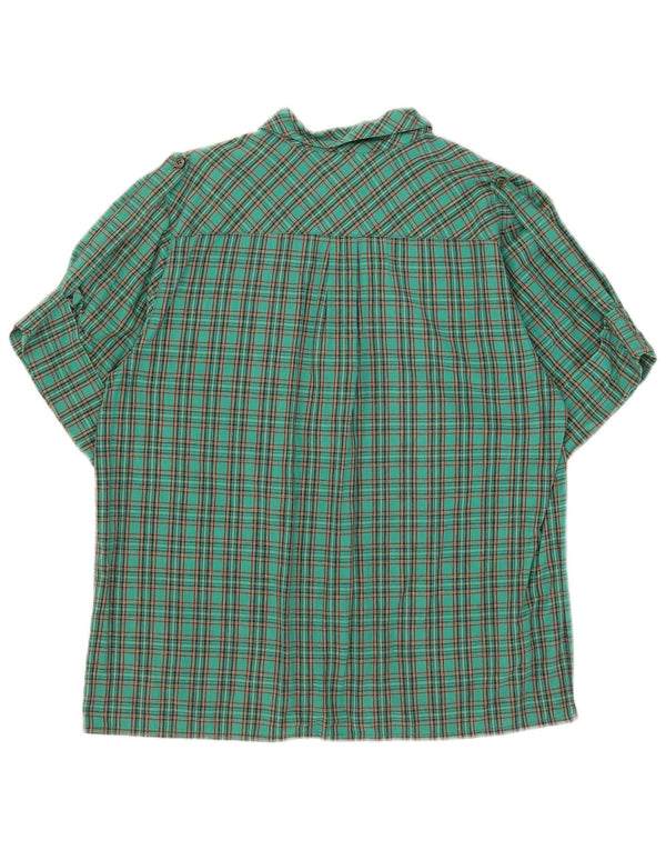 Luisa Spagnoli Womens Short Sleeve Shirt IT 44 Medium Green Check Cotton