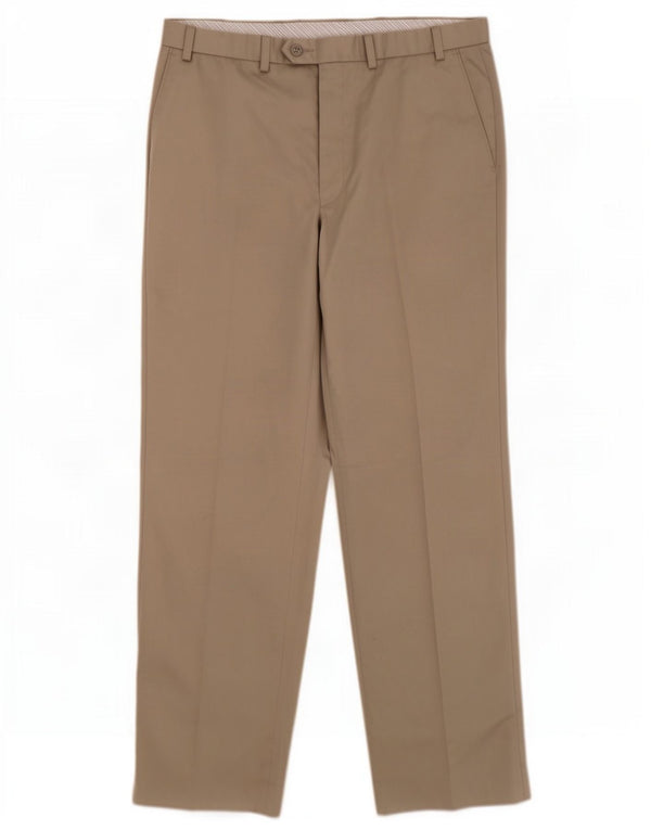 Calça masculina Marks & Spencer Blue Harbor Straight Suit W36 L33 Bege