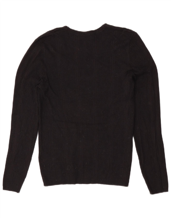 Marks & Spencer Dame V-hals sweater UK 12 Medium Black Viscose